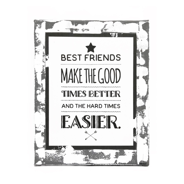 Διακοσμητικό χειροποίητο καδράκι σε καμβά - Best friends make the good times better and the hard times easier - Δώρο για την φίλη / τον φίλο - πίνακες & κάδρα, επιτοίχιο, δώρο