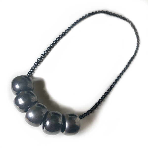 Black bullets short necklace - statement, ιδιαίτερο, μοντέρνο, γυναικεία, κοντά