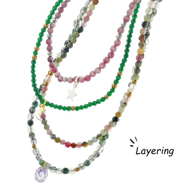 Tourmaline choker, κολιέ / τσοκερ με τουρμαλίνη και μαργαριτάρια - ημιπολύτιμες πέτρες, μαργαριτάρι, κοντά, ροζάριο - 4