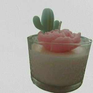 Φυτικό Κερί Σόγιας με λουλούδι και κάκτο - αρωματικά κεριά