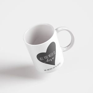 Κούπα με καρδιά All You Need Is Love... and Coffee | 11oz - 300ml - πορσελάνη, personalised, κούπες & φλυτζάνια, κούπες με ονόματα, προσωποποιημένα - 2