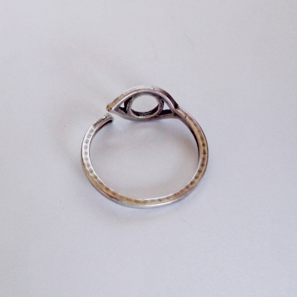 Επάργυρο χειροποίητο δαχτυλίδι με μάτι - επάργυρα, μικρά, μπρούντζος, αυξομειούμενα, φθηνά - 2