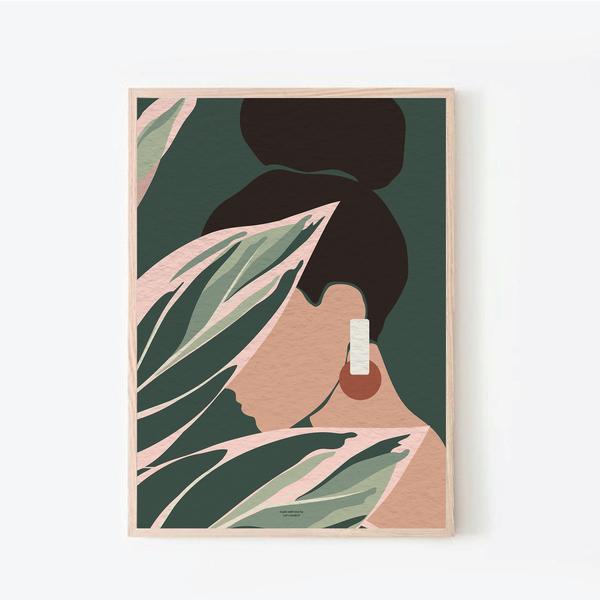 μικρό μοντέρνο artprint γυναίκα με φυτά χωρίς κάδρο 13χ18cm - αφίσες