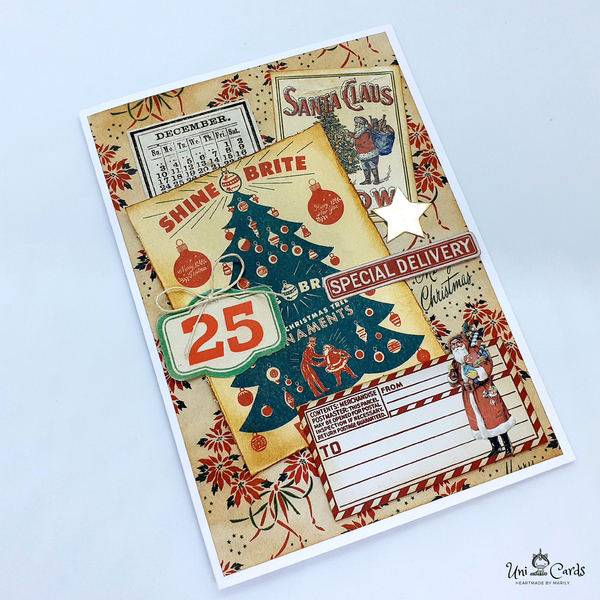 Κάρτες Χριστουγέννων (σετ 3 καρτών) - Ephemera - χριστουγεννιάτικο, κάρτα ευχών, άγιος βασίλης, ευχετήριες κάρτες - 2