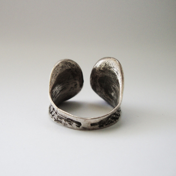 Σκαλιστό επάργυρο χειροποίητο δαχτυλίδι με ρυθμιζόμενο μέγεθος - επάργυρα, boho, μπρούντζος, μεγάλα, αυξομειούμενα - 4
