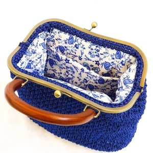 Χειροποίητη πλεκτή μπλε τσάντα στιλ vintage - clutch, μεγάλες, all day, χειρός - 4