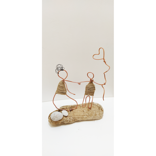 Loving Boy - Μεταλλικό διακοσμητικό σε ξύλινη βάση με συμβολική σημασία. - ξύλο, νονά, μαμά, διακοσμητικά, γιορτή της μητέρας - 5