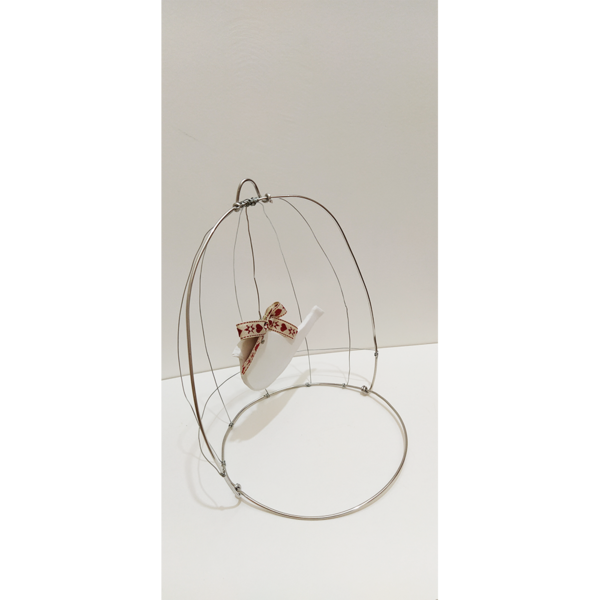 Bird in Cage - Διακοσμητικό πουλάκι σε Ανοικτό Κλουβί - δώρο, διακόσμηση, βαφτιστήρι, διακοσμητικά - 3