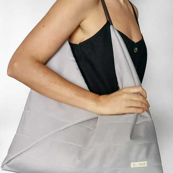 Τσάντα ώμου - Puffer origami bag - ύφασμα, ώμου, μεγάλες, all day - 3
