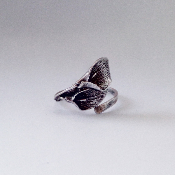 Επάργυρο χειροποίητο δαχτυλίδι κρινάκια - επάργυρα, μικρά, μπρούντζος, αυξομειούμενα, φθηνά - 2