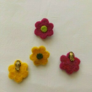 Σκουλαρίκια φελτ λουλούδια με κλιπς - με κλιπ - 3