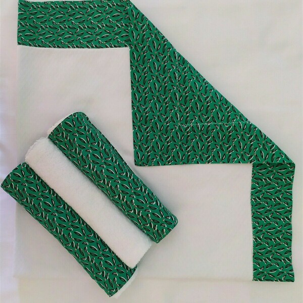 Σετ κουβέρτα αγκαλιάς με 3 πανάκια φροντίδας σε πράσινο χρώμα - κορίτσι, αγόρι, δώρο, κουβέρτες