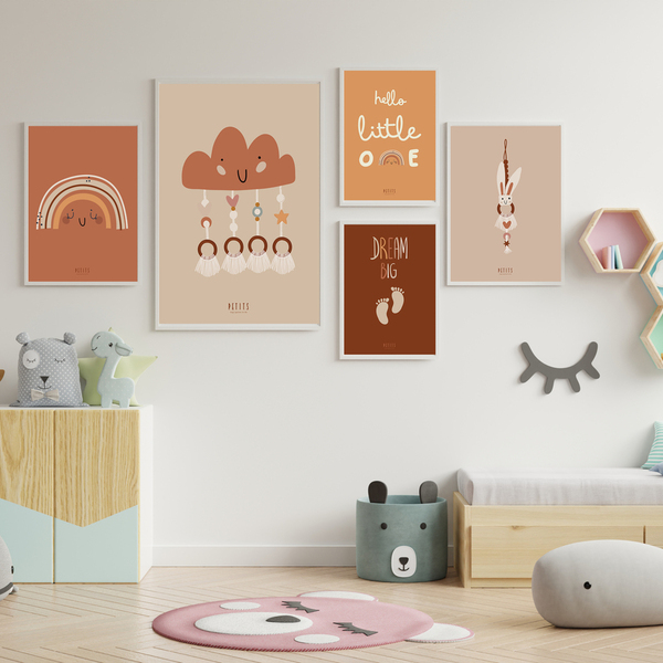 13x18 bohobabies μικρά αφισάκια για παιδικό δωμάτιο σε γίηνες αποχρώσεις | χωρίς κάδρο - αφίσες - 3