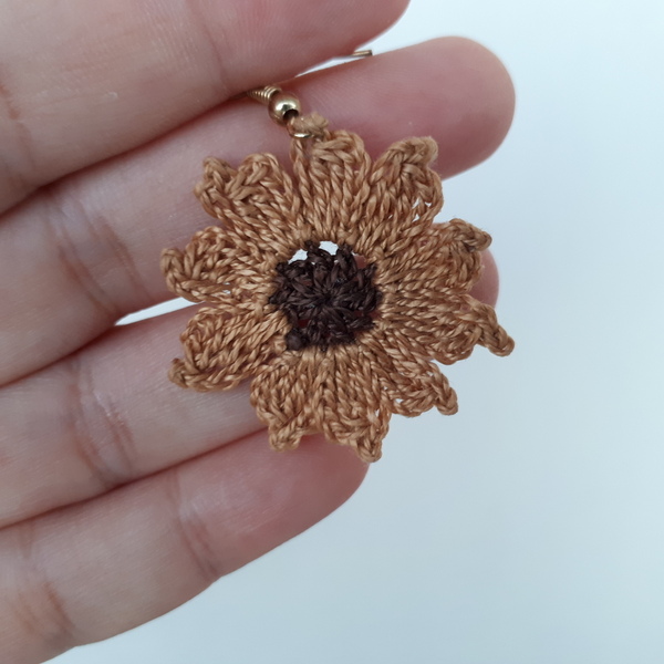 Sunburst - επιχρυσωμένα, λουλούδι, μικρά, κρεμαστά, faux bijoux - 2