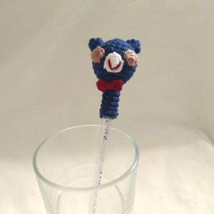 Χειροποίητο Διακοσμητικό Μπλε Αρκουδάκι Pencil Topper - σχολικό, υποαλλεργικό, δώρα για παιδιά, amigurumi