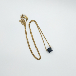 Κολιέ με μαύρη κεραμική χάντρα και χρυσή αλυσίδα - charms, επάργυρα, χάντρες, κοντά, ατσάλι - 3