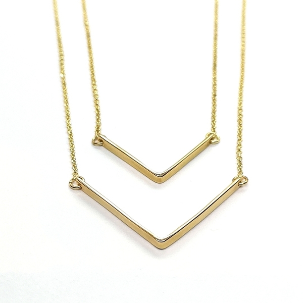 ''V'' Necklace Gold - επιχρυσωμένα, ασήμι 925, κοντά - 2