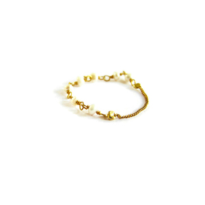 Xειροποίητο δαχτυλίδι «white rozario pearl chain» από λεπτή αλυσίδα ροζάριο. - ασήμι, μαργαριτάρι, επιχρυσωμένα, βεράκια, σταθερά