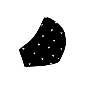 39. Μάσκα 2πλής όψεως-βαμβακερή-πολλαπλών χρήσεων-Σχέδιο "Black with small white hearts". - μάσκες προσώπου, χειροποίητα, δερματολογικά ελεγμένη, βαμβάκι, πλενόμενο