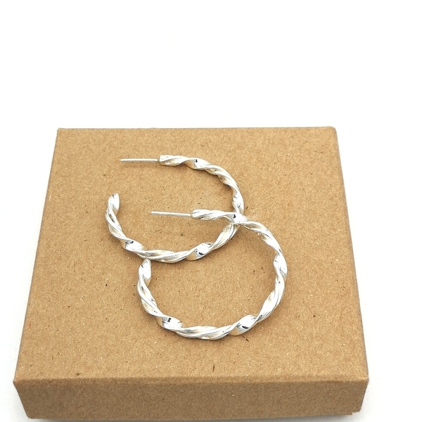 Twisted Hoop earrings - Silver - ασήμι, κρίκοι, μεγάλα - 2