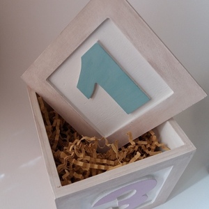 Ξύλινος κύβος με αριθμούς 12×12εκ. και παστέλ αποχρώσεις - δώρα για βάπτιση, κύβος, ξύλινα παιχνίδια, 1-2 ετών - 5