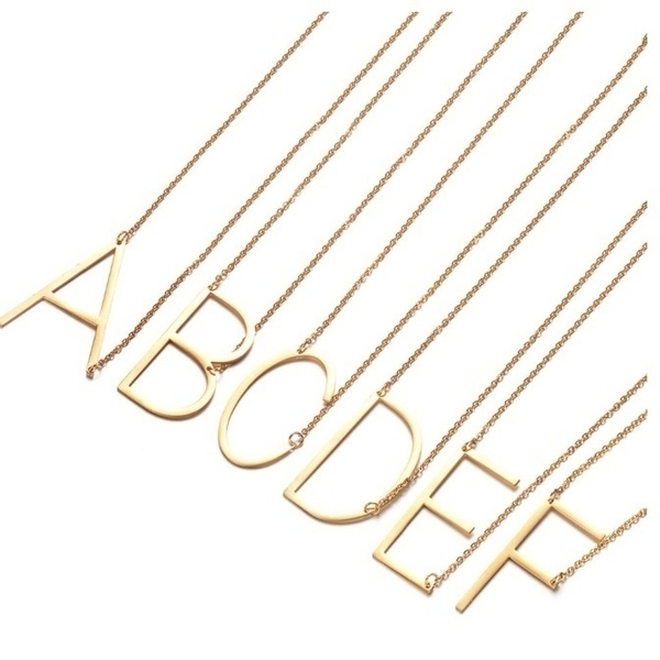 Κολιέ ατσαλι Μονόγραμμα - Alphabet Gold - όνομα - μονόγραμμα, κοντά, ατσάλι, μονογράμματα