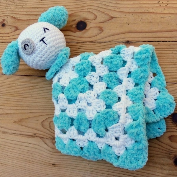 Πλεκτή κουβερτούλα κουταβάκι amigurumi - Lovey Blanket - κορίτσι, αγόρι, λούτρινο, amigurumi - 2