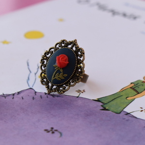 Fairytale Rose | Χειροποίητο Vintage Δαχτυλίδι με Κόκκινο Τριαντάφυλλο (Πολυμερικός Πηλός, Μπρούντζος, Αυξομειούμενο) - vintage, τριαντάφυλλο, μπρούντζος, αυξομειούμενα, πολυμερικό πηλό