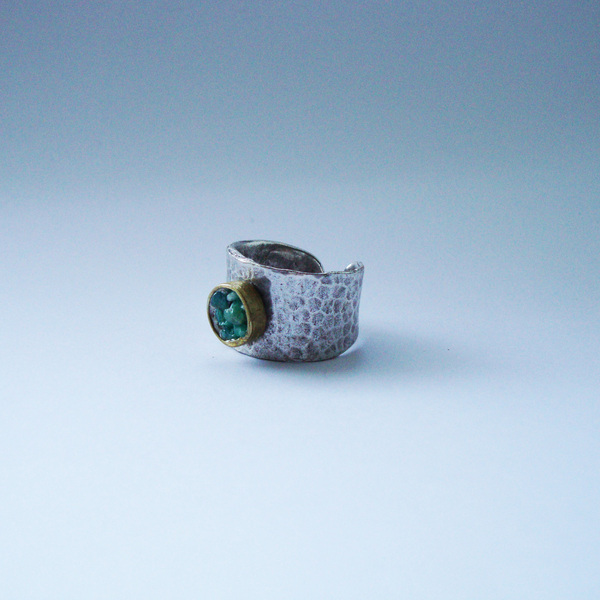 Επάργυρο χειροποίητο δαχτυλίδι με πέτρα αμαζονίτη - επάργυρα, μπρούντζος, μεγάλα, αυξομειούμενα, φθηνά - 4