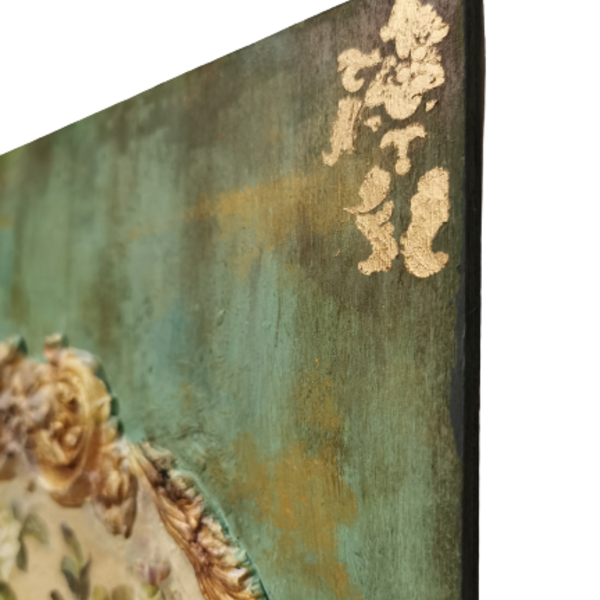Διακοσμητικό ξύλινο πάνελ τοίχου με vintage αισθητική και θέμα το floral - vintage, ντεκουπάζ, τριαντάφυλλο, φλοράλ, διακοσμητικά - 3