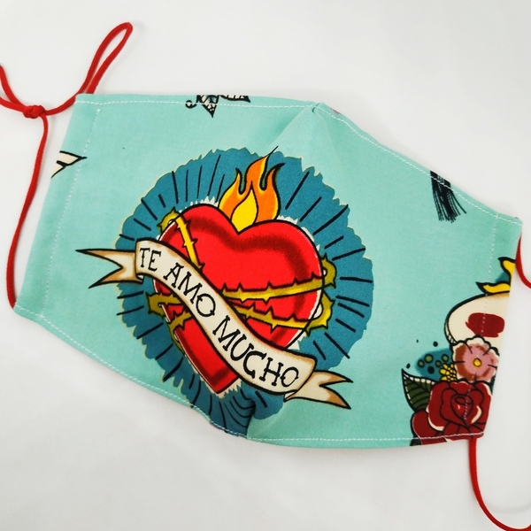 Γυναικεία μάσκα Heart Frida Kahlo - γυναικεία, καρδιά, frida kahlo, μάσκες προσώπου - 3