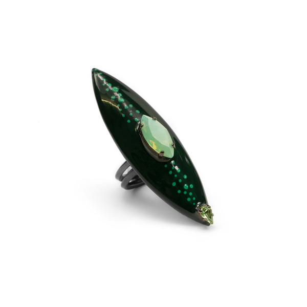 Χειροποίητο Δαχτυλίδι "Πράσινο Δάκρυ" Αυξομειώμενο με Πράσινη Ημιπολύτιμη Πέτρα - ημιπολύτιμες πέτρες, ορείχαλκος, δάκρυ, boho, μεγάλα, αυξομειούμενα