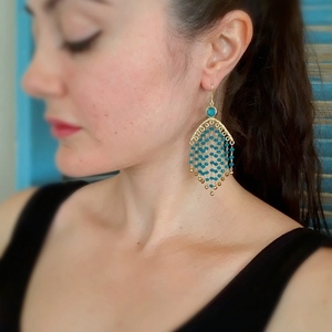 Blue rain earrings-Χειροποίητα ασημένια σκουλαρίκια με ημιπολύτιμες πέτρες - ημιπολύτιμες πέτρες, πέτρα, ασήμι 925, χειροποίητα, κρεμαστά - 2