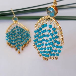Blue rain earrings-Χειροποίητα ασημένια σκουλαρίκια με ημιπολύτιμες πέτρες - ημιπολύτιμες πέτρες, πέτρα, ασήμι 925, χειροποίητα, κρεμαστά