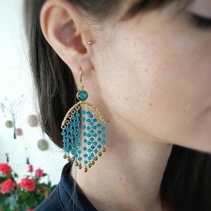 Blue rain earrings-Χειροποίητα ασημένια σκουλαρίκια με ημιπολύτιμες πέτρες - ημιπολύτιμες πέτρες, πέτρα, ασήμι 925, χειροποίητα, κρεμαστά - 3