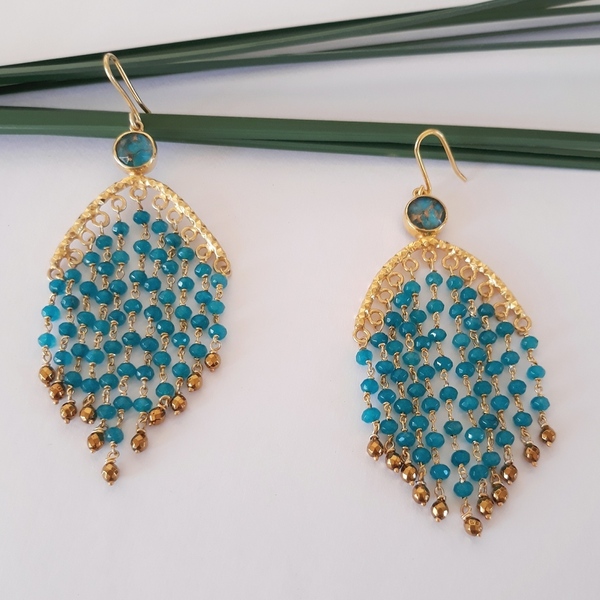 Blue rain earrings-Χειροποίητα ασημένια σκουλαρίκια με ημιπολύτιμες πέτρες - ημιπολύτιμες πέτρες, πέτρα, ασήμι 925, χειροποίητα, κρεμαστά - 4