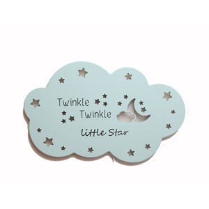 Χειροποίητο ξύλινο φωτιστικό συννεφάκι "Little Star" - βρεφικά, παιδικά φωτιστικά