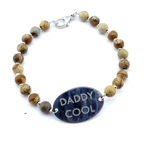 Ανδρικό βραχιόλι daddy cool - ημιπολύτιμες πέτρες, ταυτότητες, μπαμπάς, χεριού