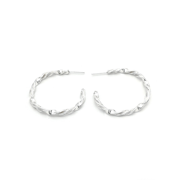 Twisted Hoop earrings - Silver - ασήμι, κρίκοι, μεγάλα