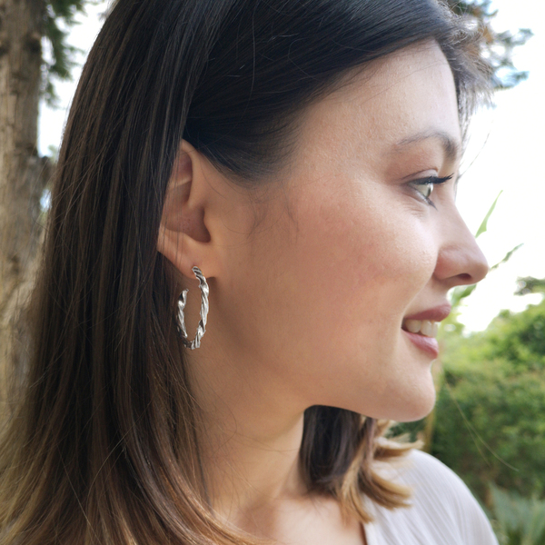 Twisted Hoop earrings - Silver - ασήμι, κρίκοι, μεγάλα - 5