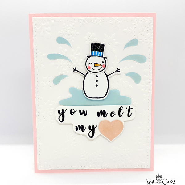 Ευχετήρια Κάρτα - Ερωτευμένος Χιονάνθρωπος - καρδιά, κάρτα ευχών, χιονάνθρωπος, αγ. βαλεντίνου, ευχετήριες κάρτες - 2