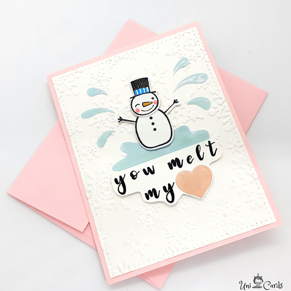 Ευχετήρια Κάρτα - Ερωτευμένος Χιονάνθρωπος - καρδιά, κάρτα ευχών, χιονάνθρωπος, αγ. βαλεντίνου, ευχετήριες κάρτες - 3