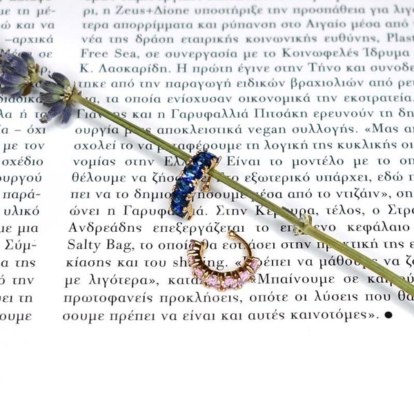 Σκουλαρίκι για το Πτερύγιο από Ανοξείδωτο Ατσάλι και Ζιργκόν Powerpuff Gold Blue - κρίκοι, μικρά, ατσάλι, ear cuffs, boho - 2