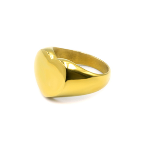 Δαχτυλίδι Σεβαλιέ από Ανοξείδωτο Ατσάλι Heart Seal Gold - chevalier, καρδιά, ατσάλι, boho, σταθερά - 2