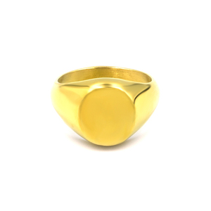 Δαχτυλίδι Σεβαλιέ από Ανοξείδωτο Ατσάλι Round Seal Gold - chevalier, ατσάλι, boho, σταθερά, φθηνά
