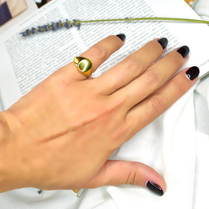 Δαχτυλίδι Σεβαλιέ από Ανοξείδωτο Ατσάλι Round Seal Gold - chevalier, ατσάλι, boho, σταθερά, φθηνά - 4