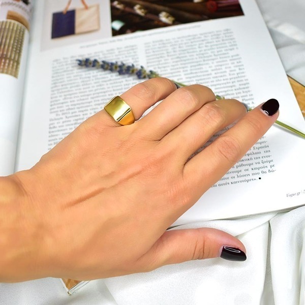 Δαχτυλίδι Σεβαλιέ από Ανοξείδωτο Ατσάλι Honor Gold - chevalier, ατσάλι, boho, διαχρονικό, φθηνά - 3
