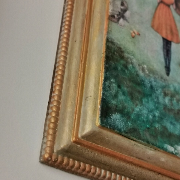 Ξυλινος διακοσμητικός πίνακας με χρυσή μπορντουρα - vintage, πίνακες & κάδρα, κορίτσι, για παιδιά, πίνακες ζωγραφικής - 3