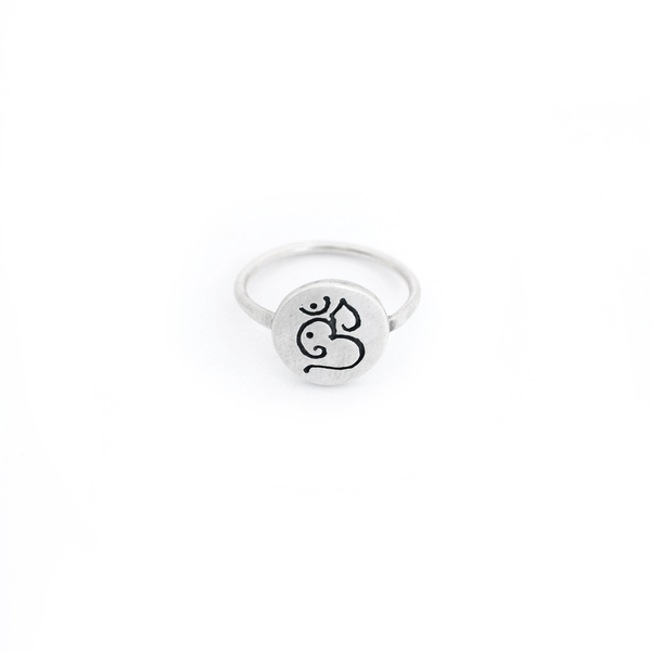 Ασημένιο δακτυλίδι 925 με σύμβολο γιόγκα Ομ - ασήμι 925, μικρά, boho, σταθερά