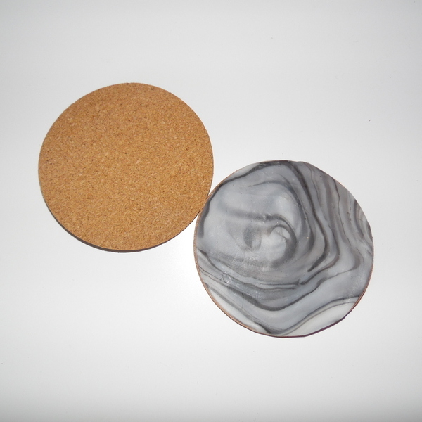 Cork polymer clay souvenirs marble, set of 2 - πηλός, φελλός, είδη σερβιρίσματος - 2